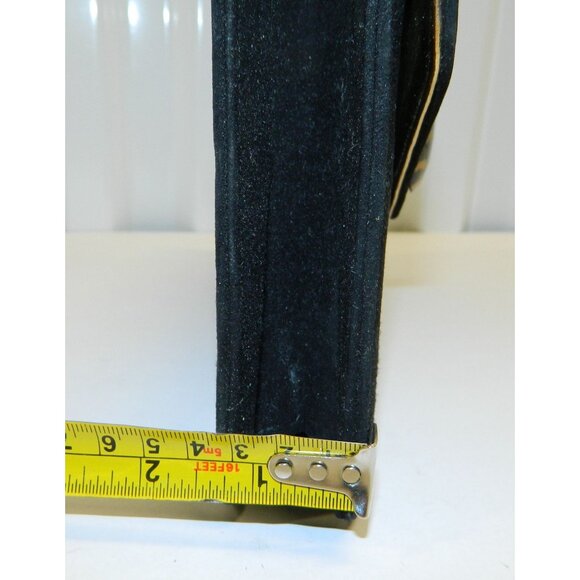 Vtg Costablanca Black Suede Envelope Clutch Gold Chain Strap Tiger Stripe Button - Picture 5 of 14